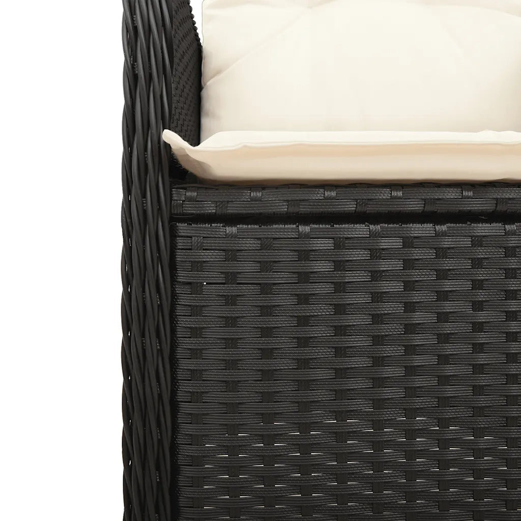 Set da Bistrò da Giardino 7 pz con Cuscini Nero in Polyrattan 3276980