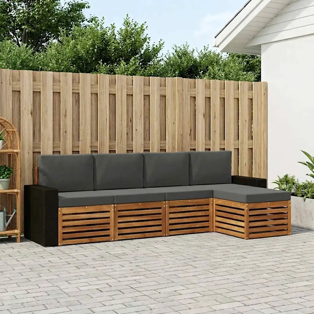 Set di divani da esterno con cuscino 5 pcs Naturale e Antracite 3384243