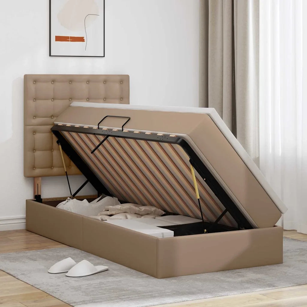 Letto con contenitore e LED con led Cappuccino 90 x 200 cm