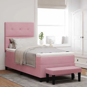 Letto a molle con materasso Rosa 100 x 200 cm Velluto