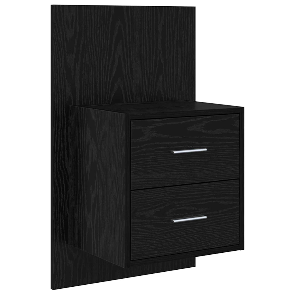 Testiera | Testata con Comodino 3 pcs Rovere Nero Legno multistrato