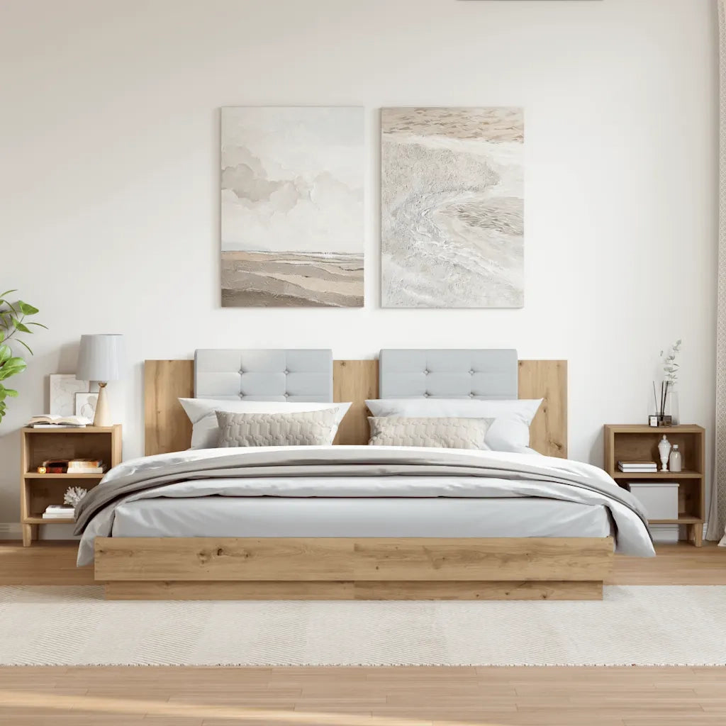 Comodini Rovere Artigianale 2 pz 40x30x50 cm Legno Multistrato 856419