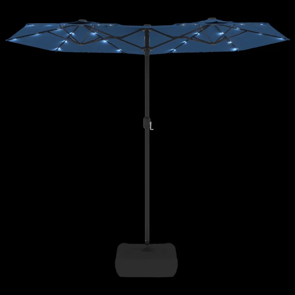 Ombrello | Parasolne a Doppia Testa con LED Azzurro 316x145 cm