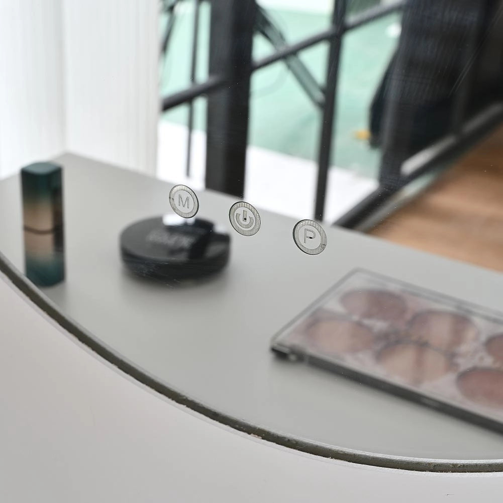 Toeletta Trucco Elena con Specchio e Sgabello Luci Led Freddo Caldo Specchiera