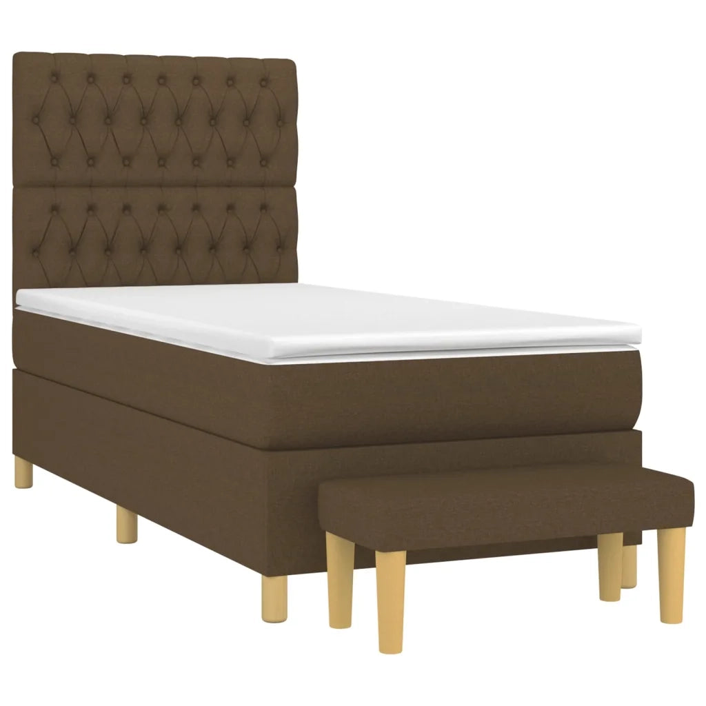 Giroletto a Molle con Materasso Marrone Scuro 90x190cm Tessuto 3137360