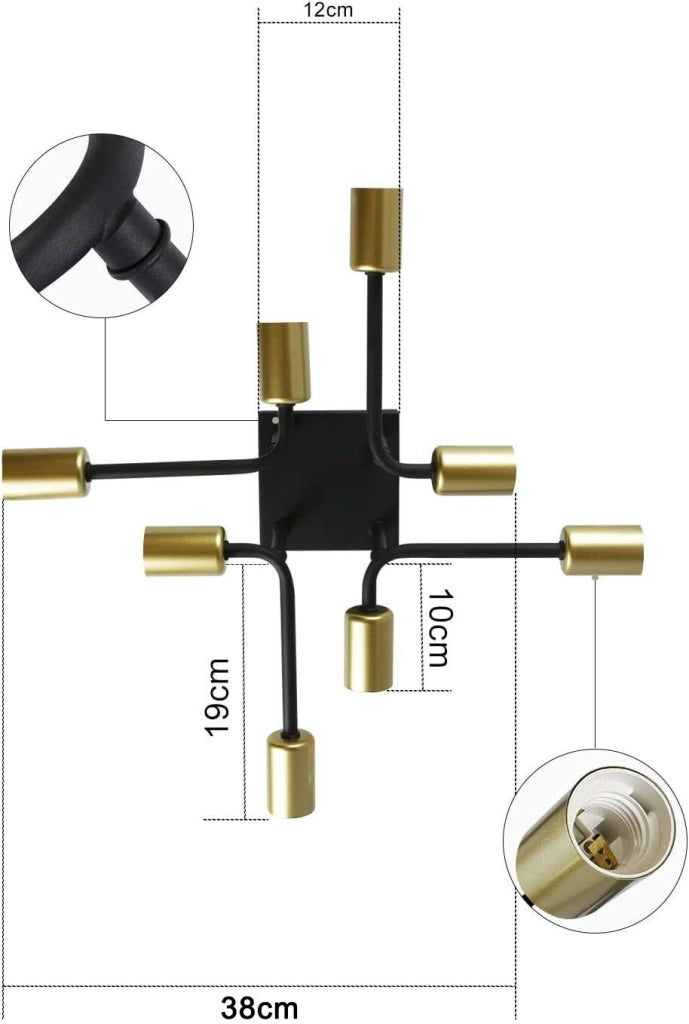ZMH Lampada da soffitto vintage nera industriale per camera letto