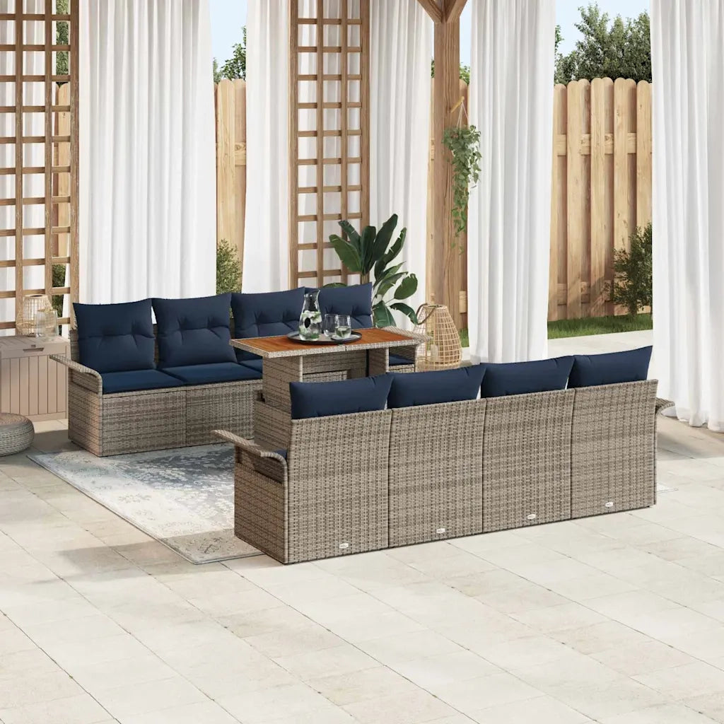 Set Divano da Giardino con cuscino 7 pcs grigio e blu navy 3349310