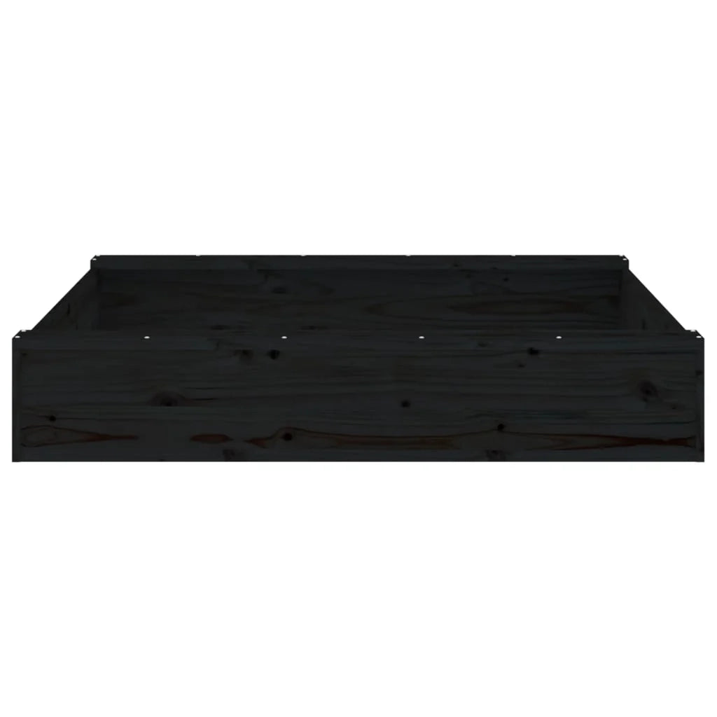 Sabbiera per bambini area giochi da giardino esterna con posti a sedere quadrati legno massello di pino nero 02_0041526