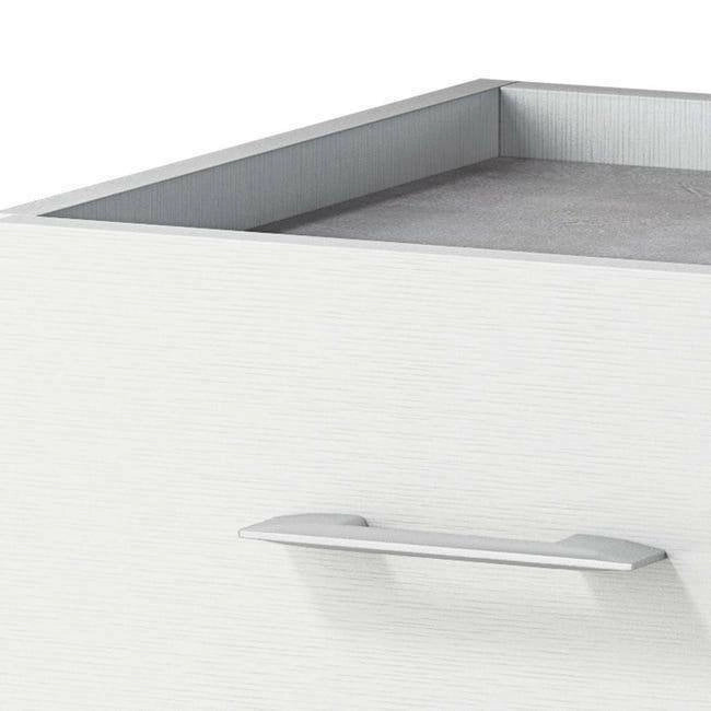 Cassettiera Solano, Settimanale a 4 cassetti per camera da letto, Mobiletto multiuso da ufficio o studio, Cm 60x41h87, Cemento e Bianco