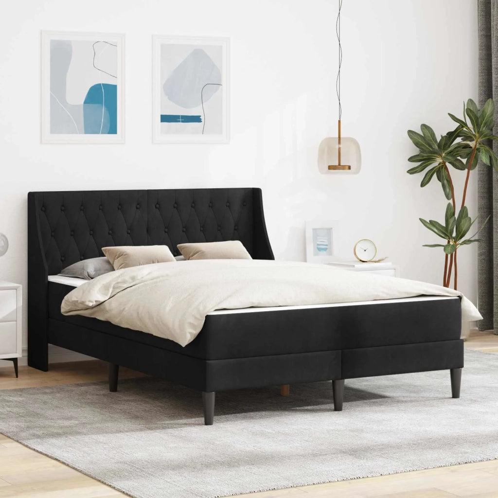 Struttura letto con materasso-Giroletto Nero 120 x 190 cm Velluto 307691