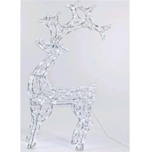 Renna Di Natale Luminosa con Diamanti cristalli 150 Led Bianco Ghiaccio H92 cm D1510