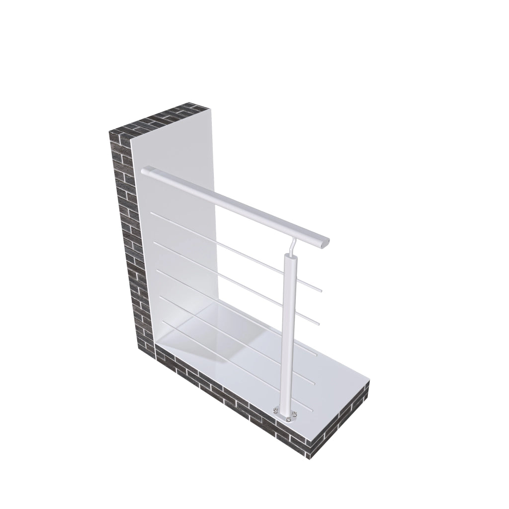 Ringhiera Parapetto in Alluminio Argento Opaco 100x100cm a Fissaggio a Pavimento, con supporto di collegamento a Parete