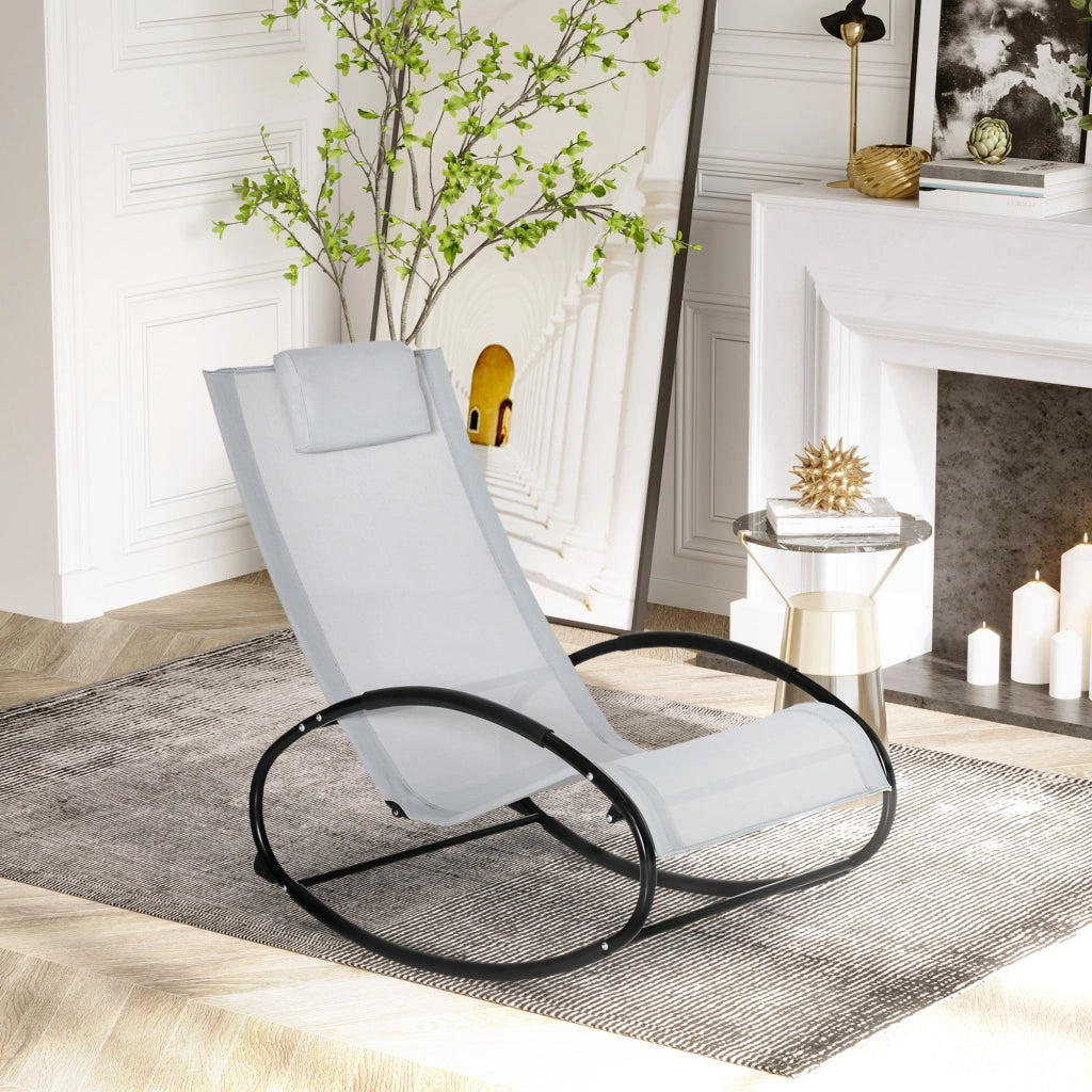 Sedia a Dondolo da Giardino Zero Gravity ¨C zephmum ¨C Grigia, Tessuto Traspirante, 105x62x88 cm