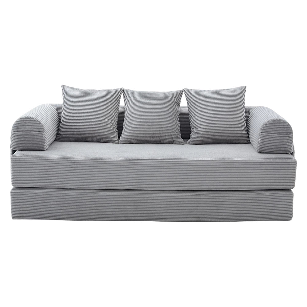 Divano pieghevole - Xylo - Struttura metallica, 3 cuscini, grigio chiaro