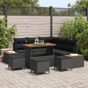 Set Divano da Giardino con cuscino 9 pcs Nero Poly Rattan 3364869