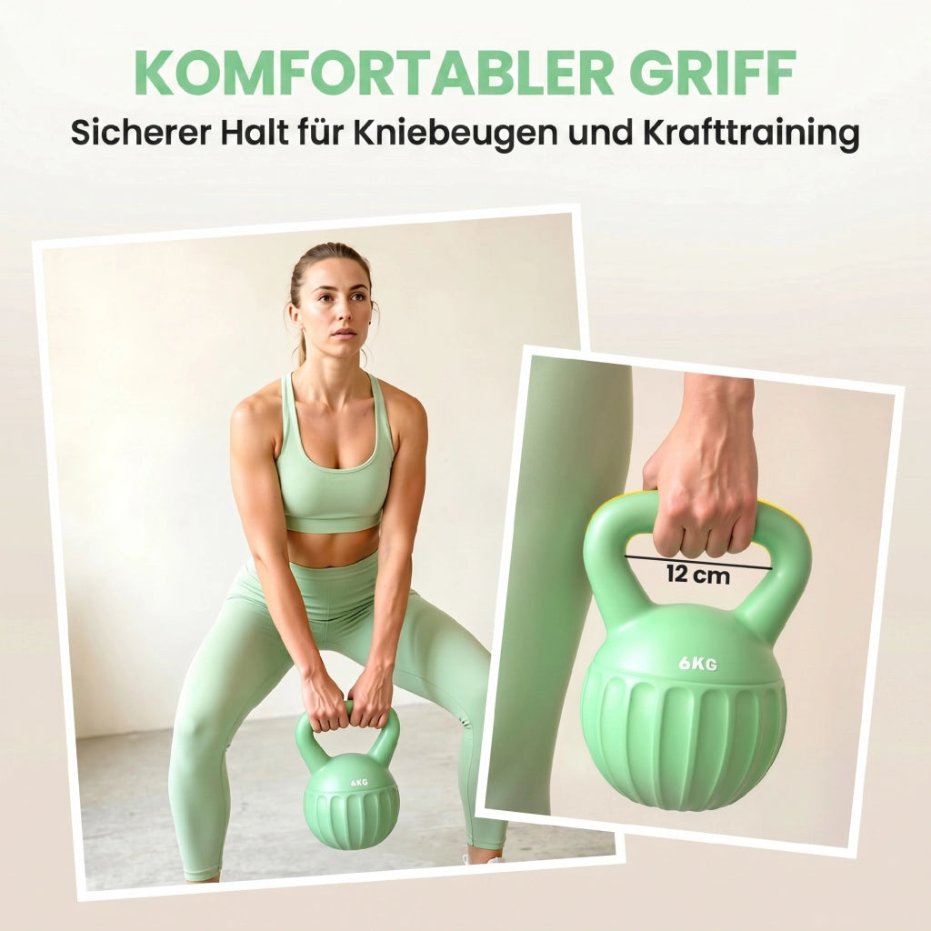 Kettlebell 6 kg ¨C Xylo ¨C Sabbia Verde 17x17x23 cm