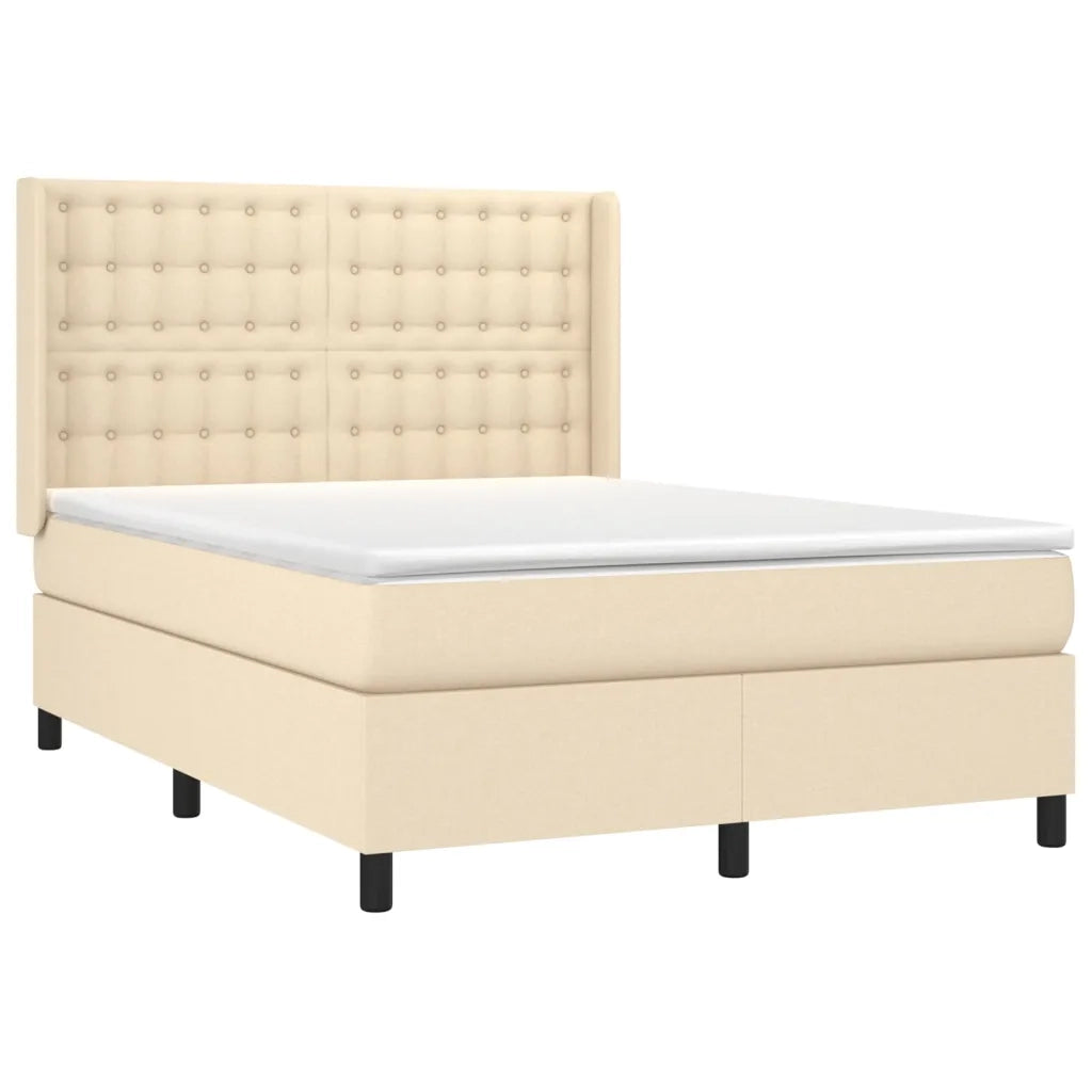 Giroletto a Molle con Materasso Crema 140x19 cm in Tessuto 3131750