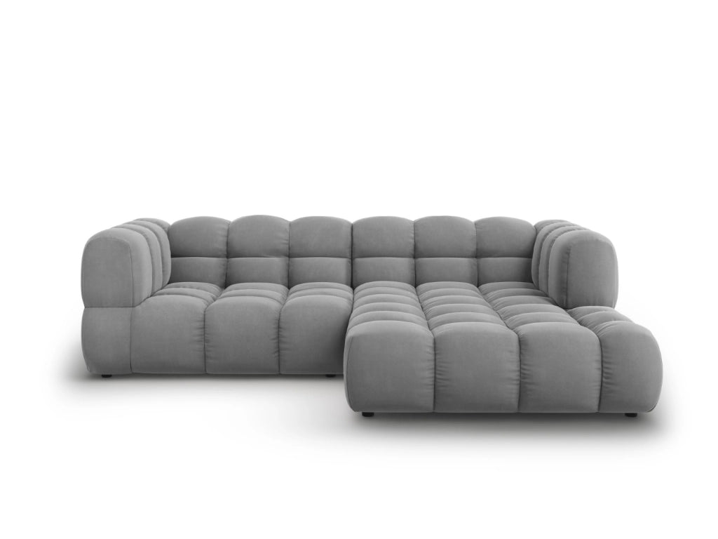 Cosmopolitan Design - Divano angolare modulare destro "Sky" 3 posti in velluto grigio chiaro 