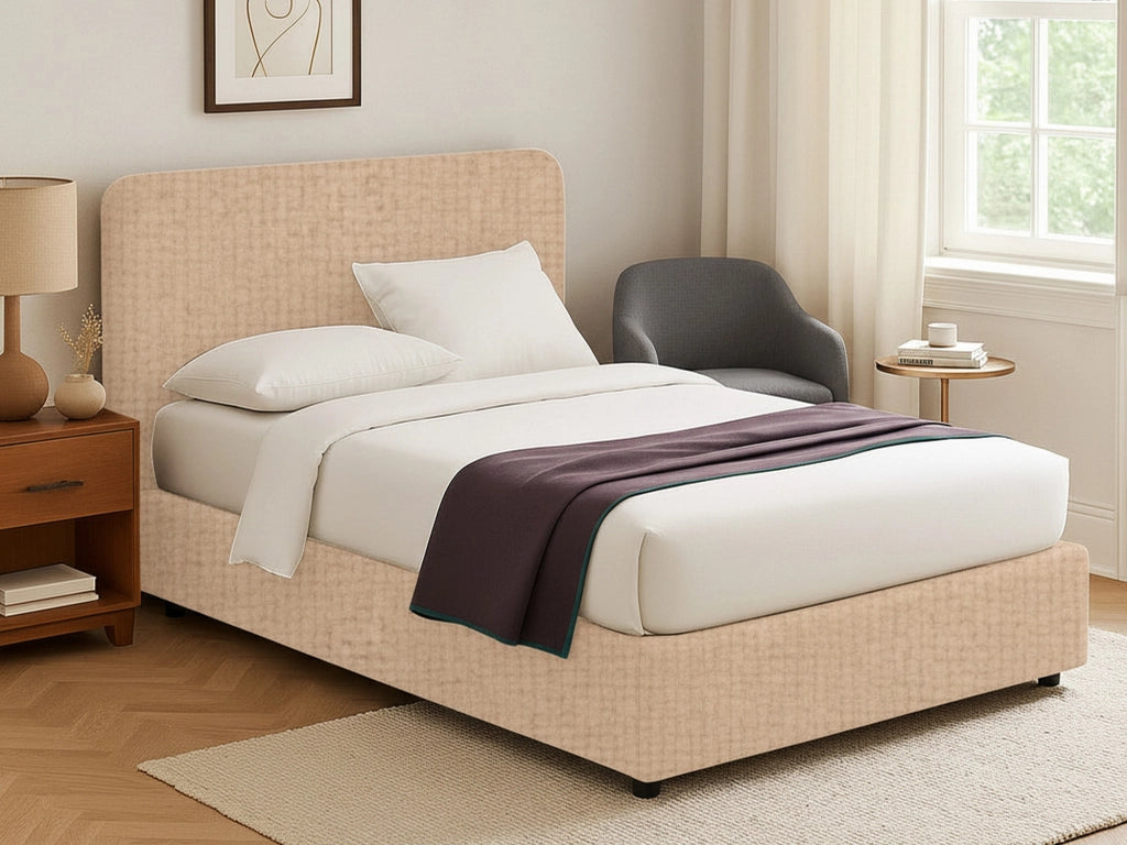 Reading, Letto Singolo Sfoderabile Made in Italy, Beige