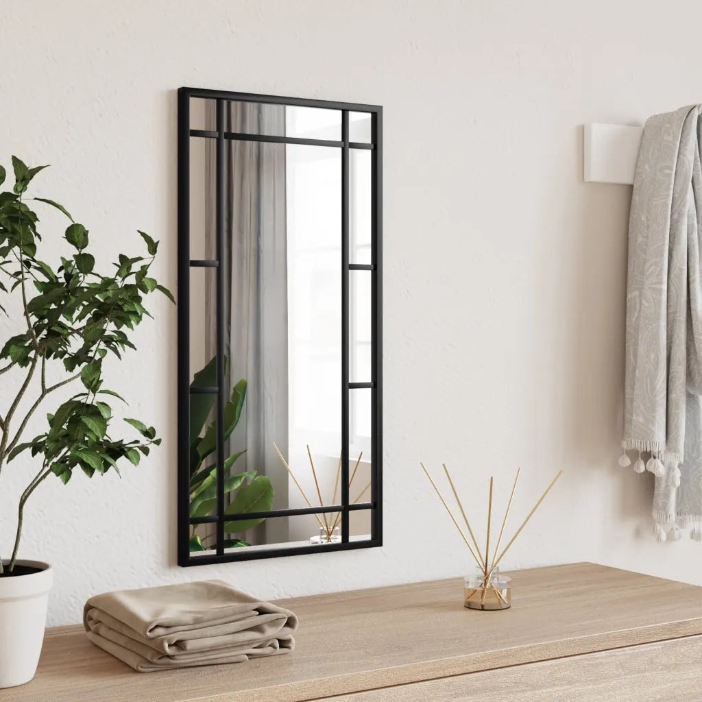 Specchio da Parete | Specchio decorativo Nero 30x60 cm Rettangolare in Ferro