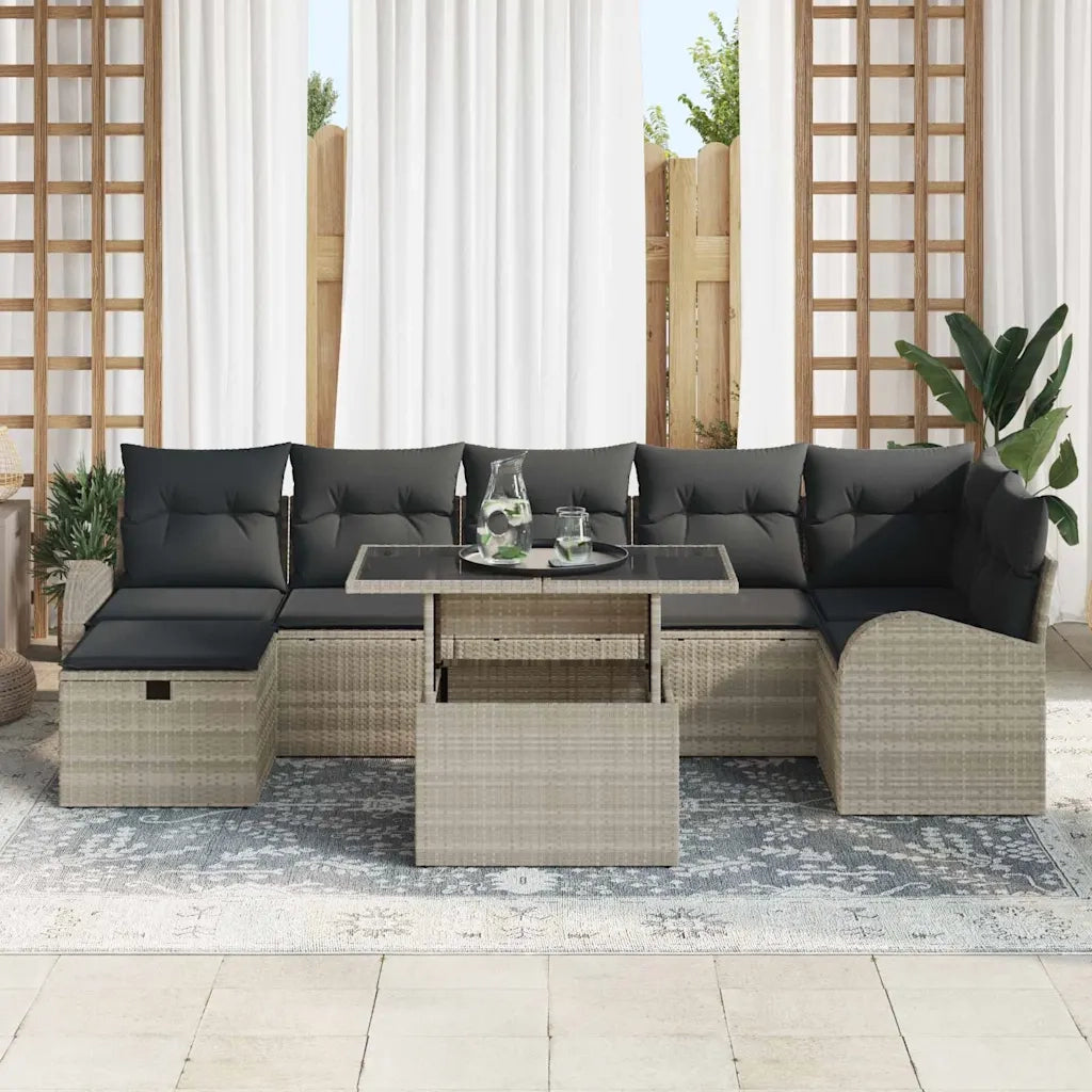 Set Divano da Giardino 8 pcs Grigio chiaro Poly Rattan 3359769