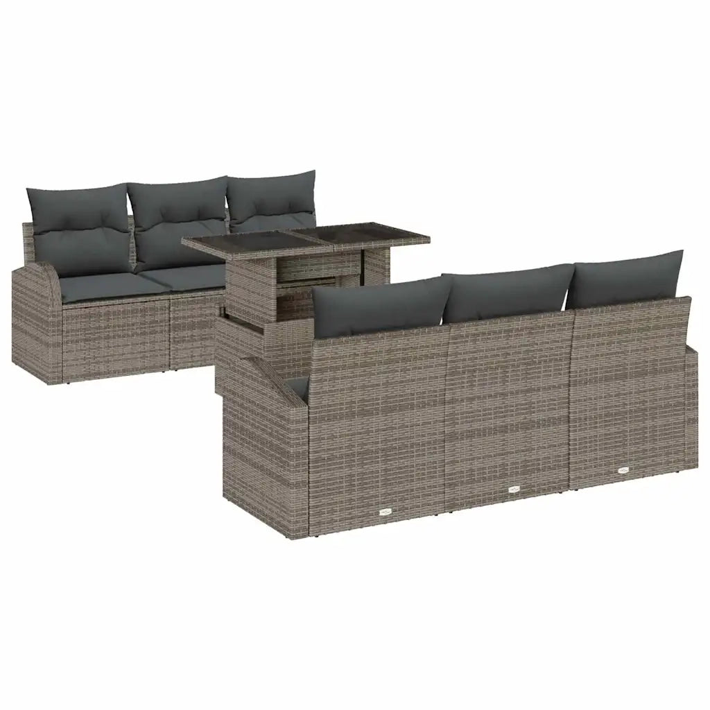 Set Divano da Giardino con cuscino 7 pcs Grigio Poly Rattan 3348565