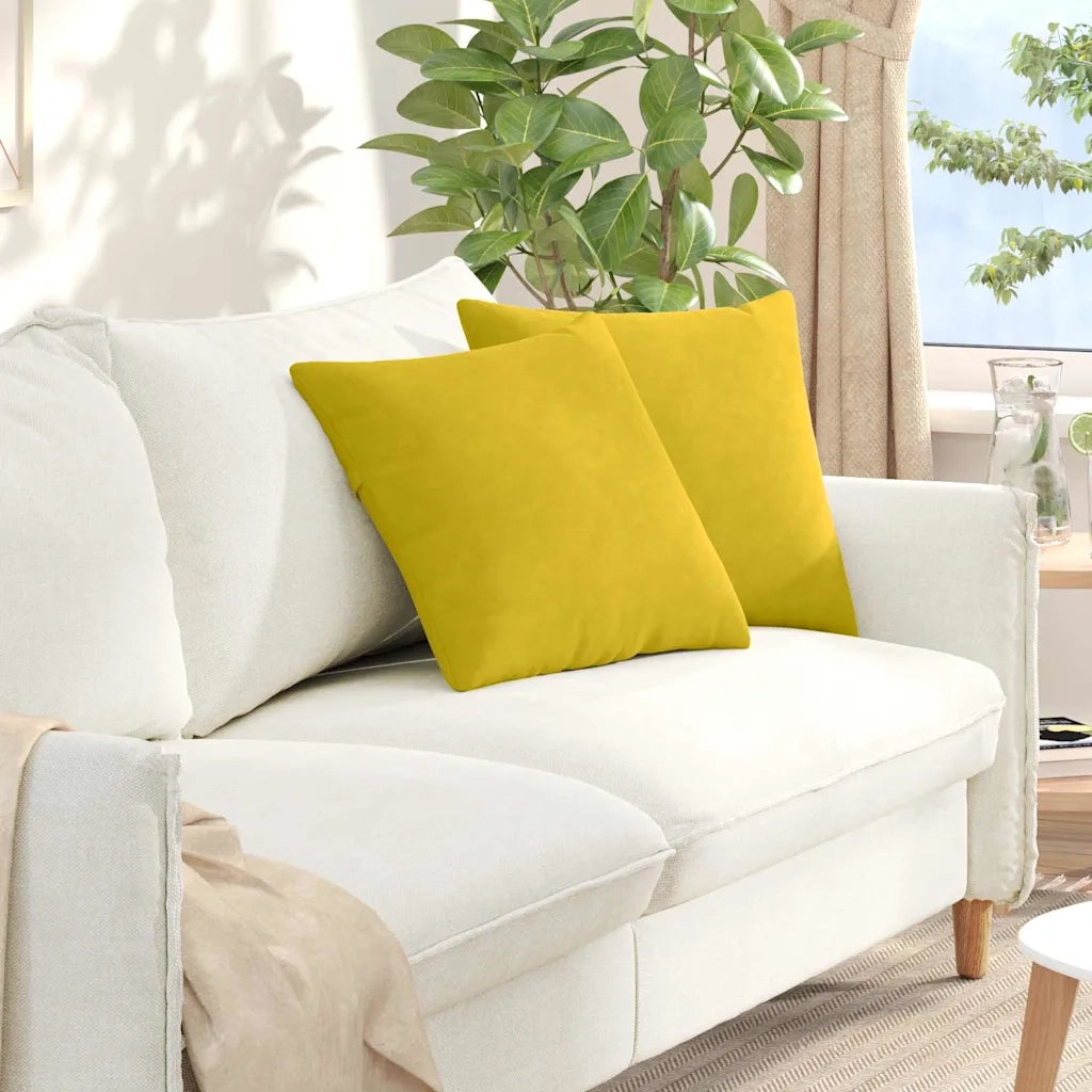 Cuscini da Divano 2 pz | Cuscini per sedie Giallo 45 x 45 cm Tessuto in Cords