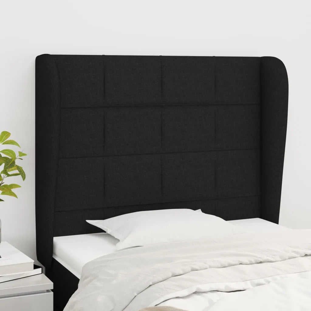 Testiera | Testata ad Orecchio Nera 93x23x118/128 cm in Tessuto