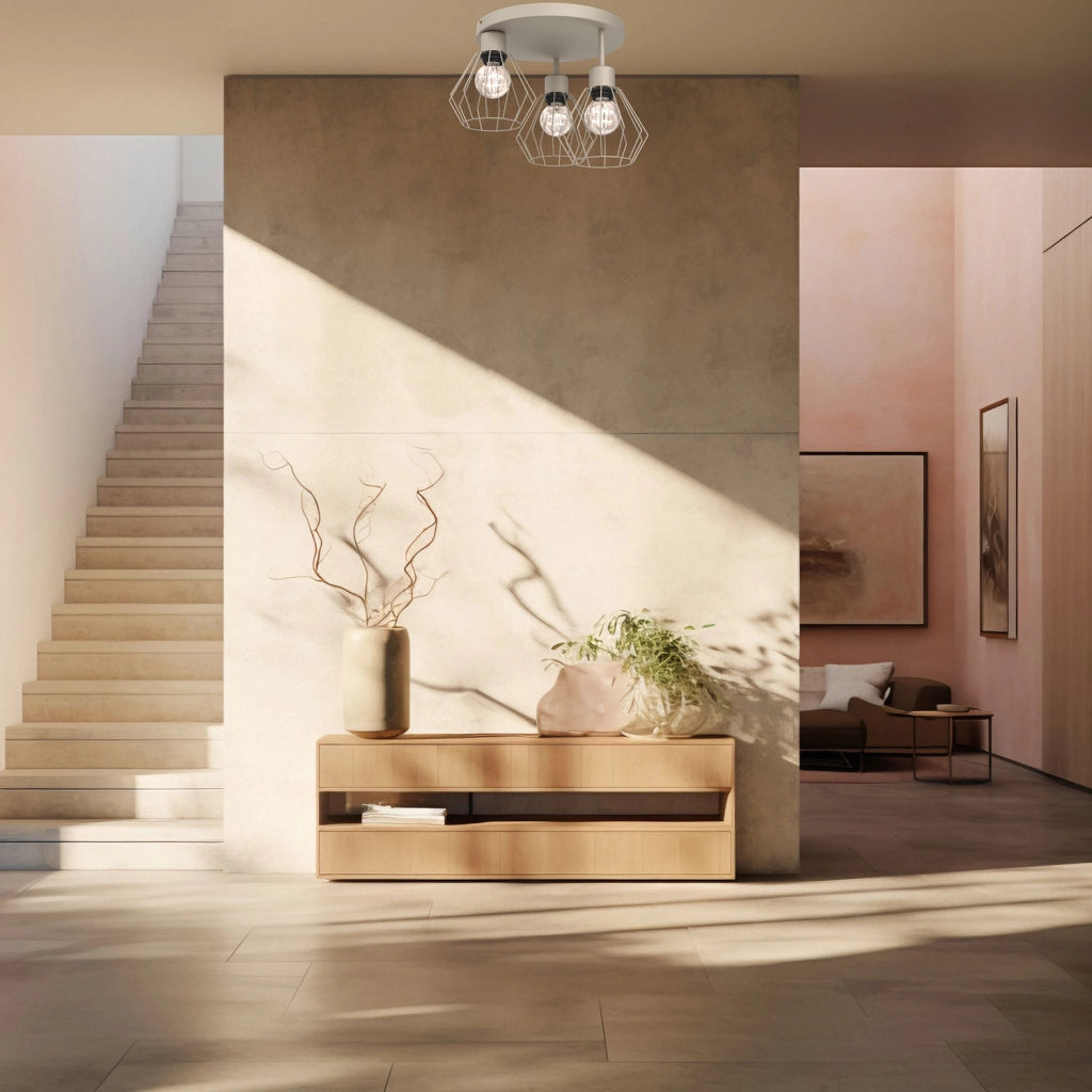 Lampada da soffitto Parkla industriale 3xE27 beige