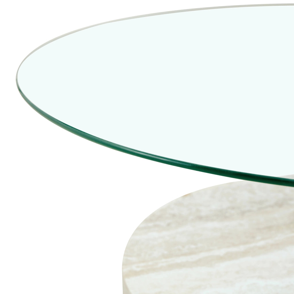 TAVOLINO DA CAFFÈ OVALE 78,5x78,5x24,5 cm GRIGIO CHIARO VETRO E MDF