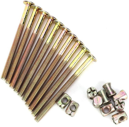 Set di viti per mobili da 10 pezzi - Viti M6 per mobili - Acciaio inossidabile galvanizzato - Viti a 6 gomiti - Viti a goccia - Diametro del filo 6 mm - Lunghezza 80 mm - Elemento di fissaggio