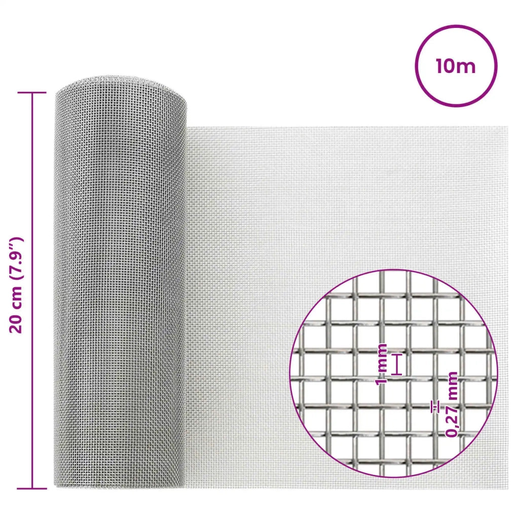 Rete per schermatura 20 x 1000 cm 20 Mesh Argento 42039528