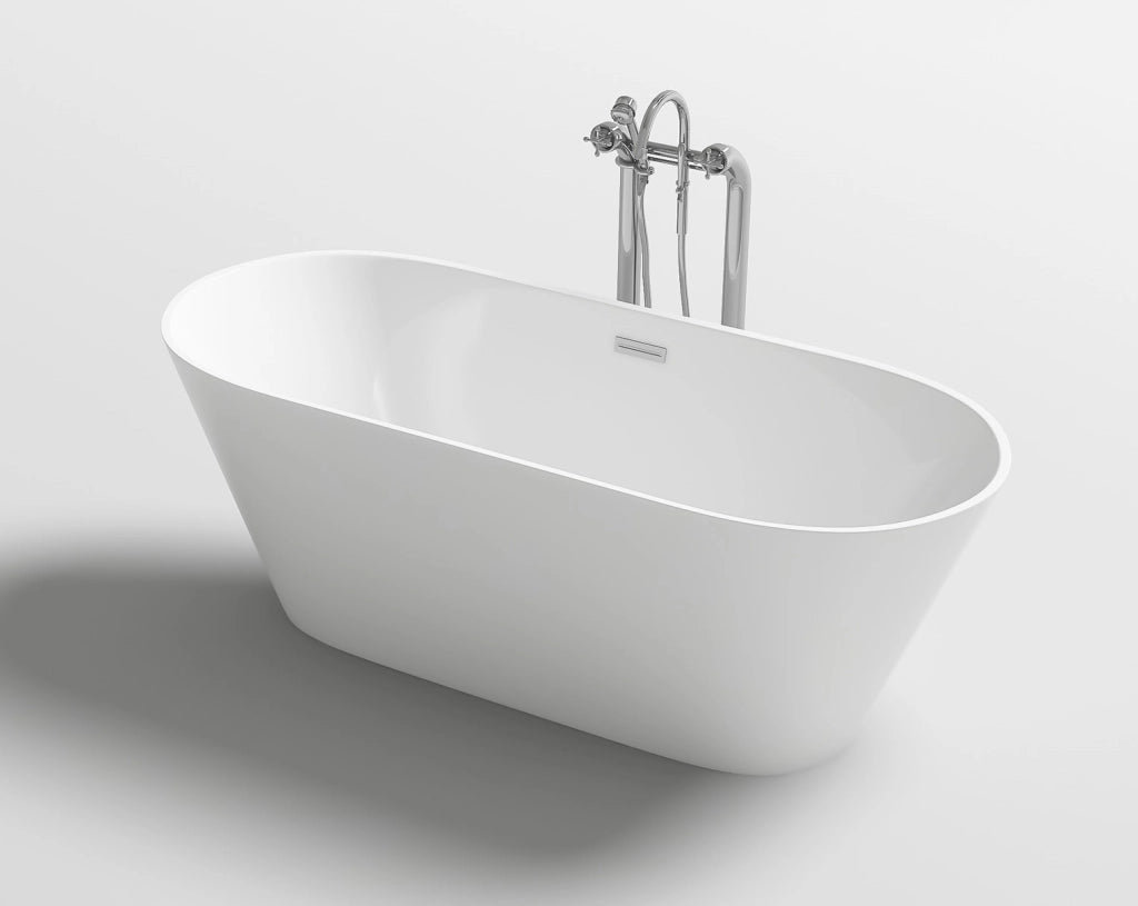 Vasca freestanding centro stanza in acrilico con troppo pieno,150x75x58cm moderna Relpunt Stosa