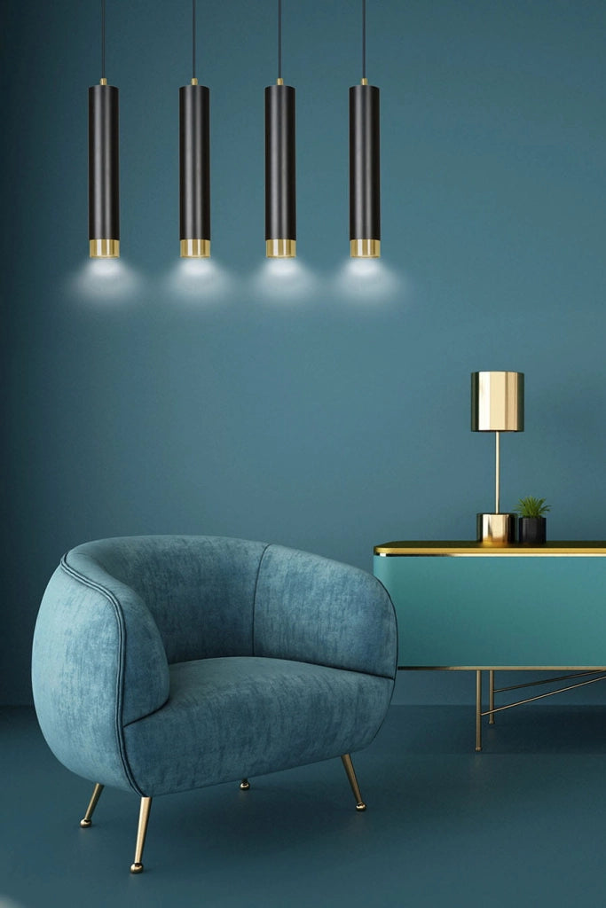 Lampadario Emibig KIBO nero oro 4xGU10 dimmerabile