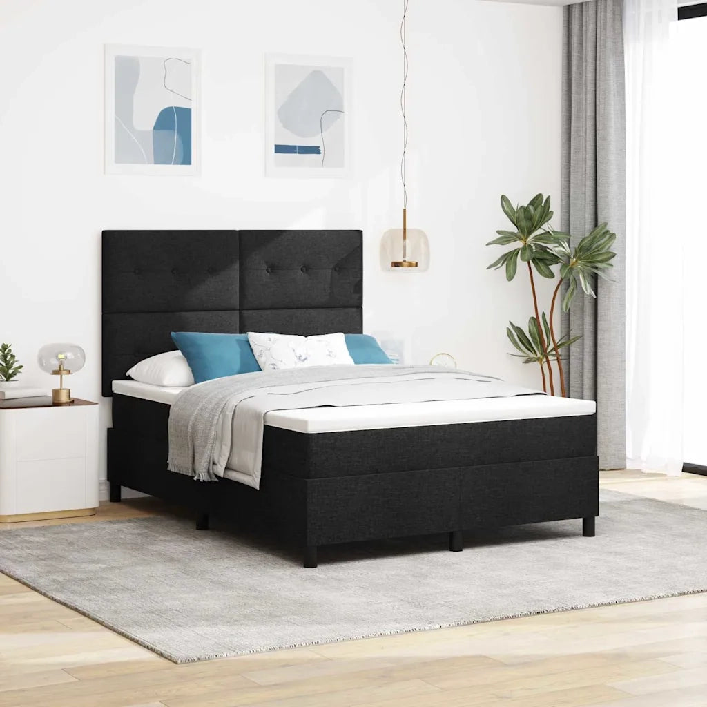 Letto a molle con materasso con led Nero 160 x 200 cm Tessuto 3342881