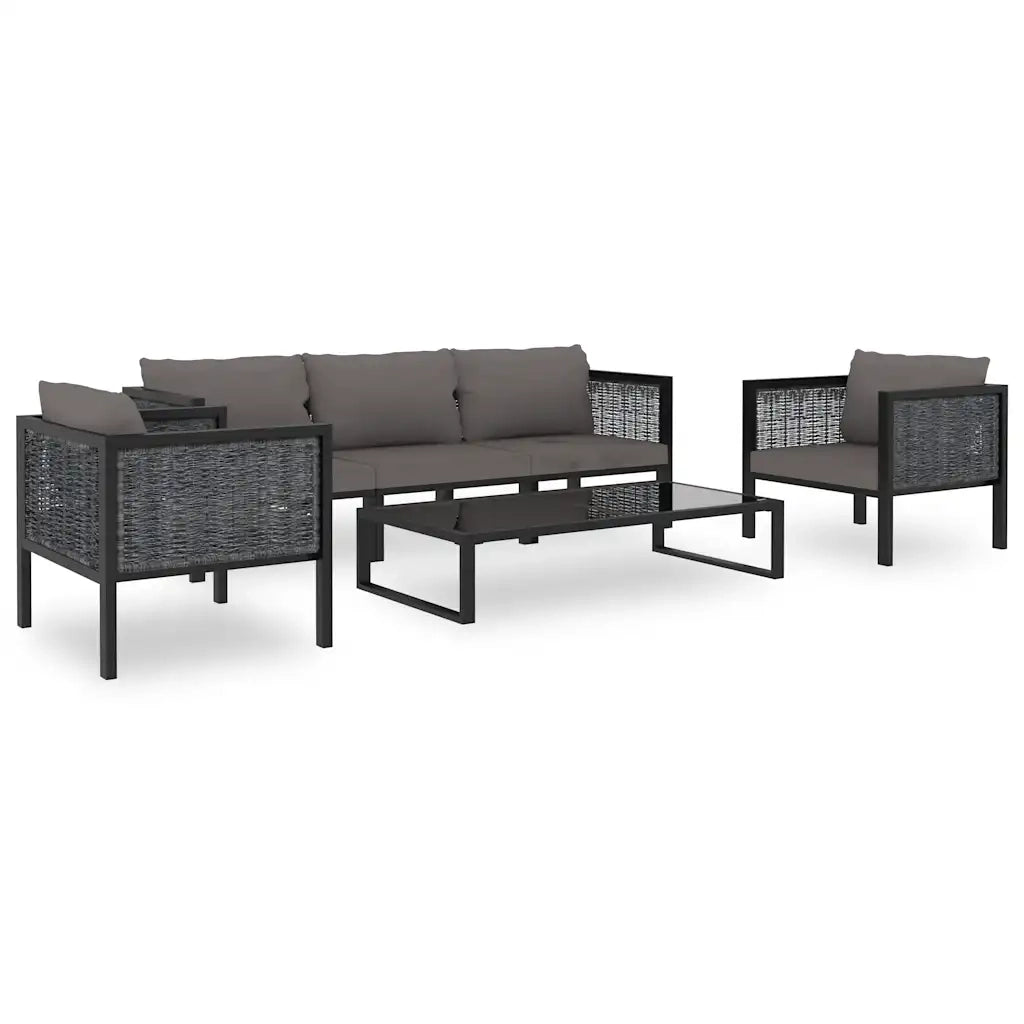 idaXL Divano Angolare Modulare Bracciolo Sinistro Polyrattan Antracite 49396