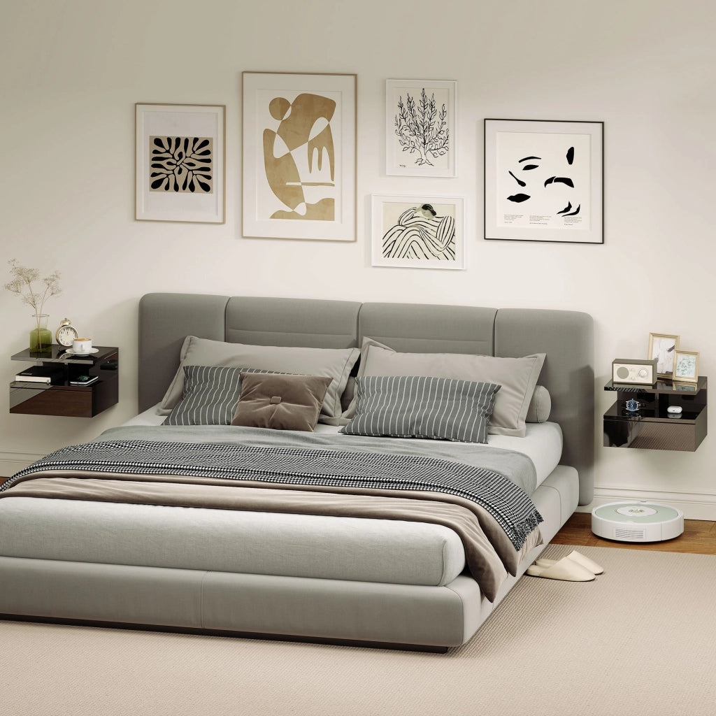 Comodino ¨C Minimal ¨C Nero Lucido 35x32x22,5 cm