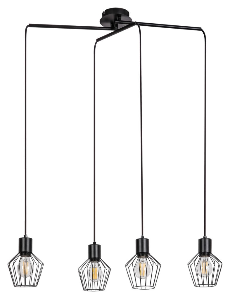 Lampada a sospensione Rabalux Belano metallo nera 4xE27