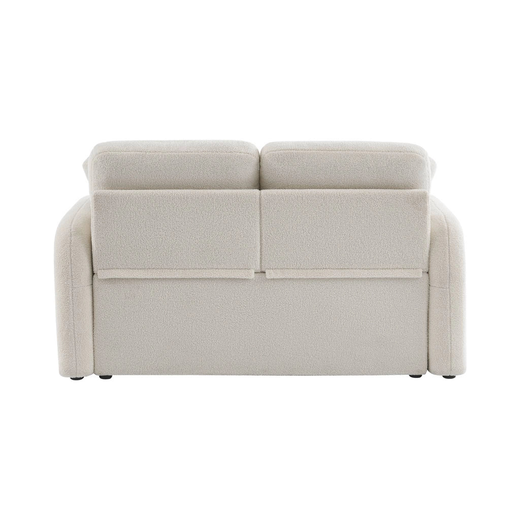 Divano in tessuto bouclé, 2 posti, crema