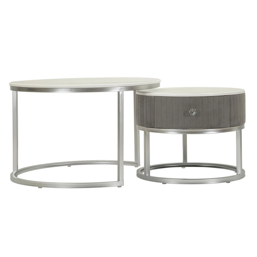 Set di Tavolini VKH796, Grigio, Legno, 70x70x45 cm