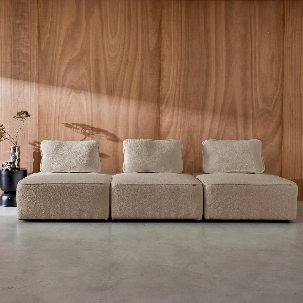 Divano modulare in bouclé, 3 posti, beige