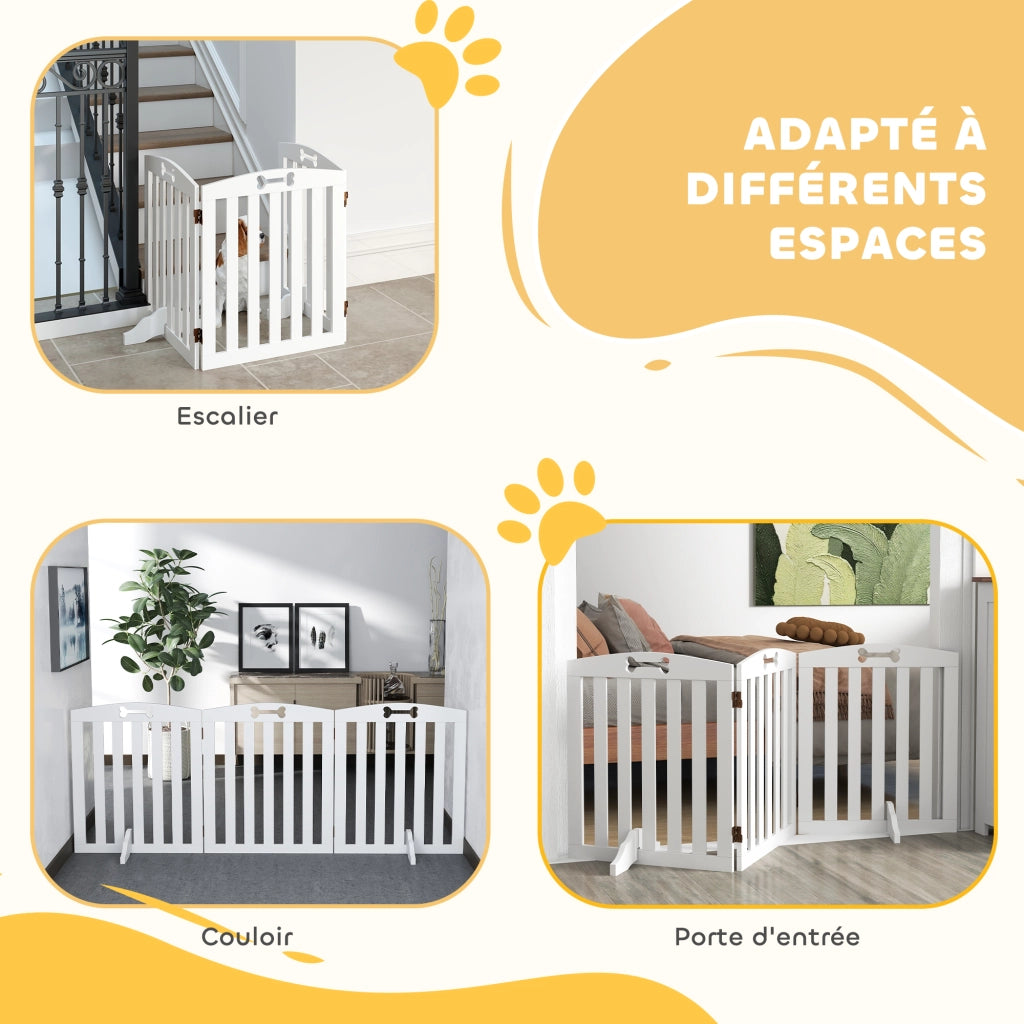 Barriera per cani pieghevole ¨C zephmum ¨C bianco 155x30x61 cm