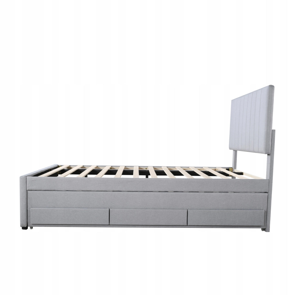 Letto imbottito 90x200 con cassetti - Xylo - Grigio
