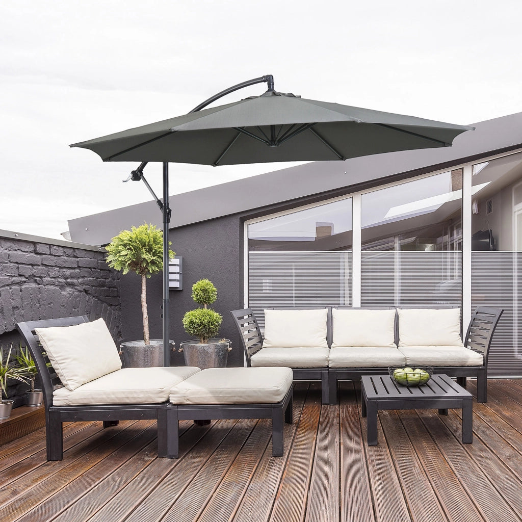 Ombrellone Decentrato 3x2.5m ¨C Xylo ¨C Acciaio Poliestere Anti-UV Grigio con Manovella