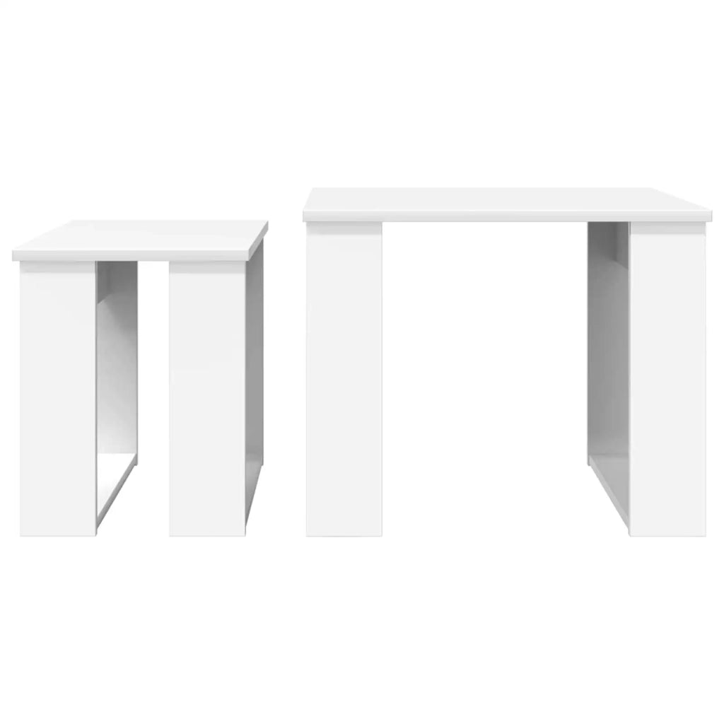 Set di Tavolini da Caffè 2 pcs Bianco Legno multistrato 8000124