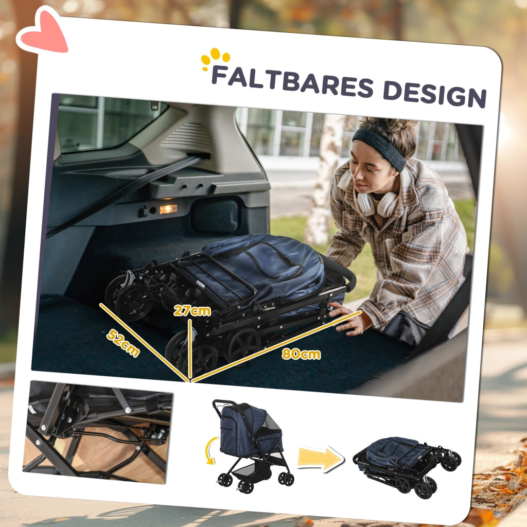 Carrello per Cani Pieghevole ¨C Minimal ¨C Blu