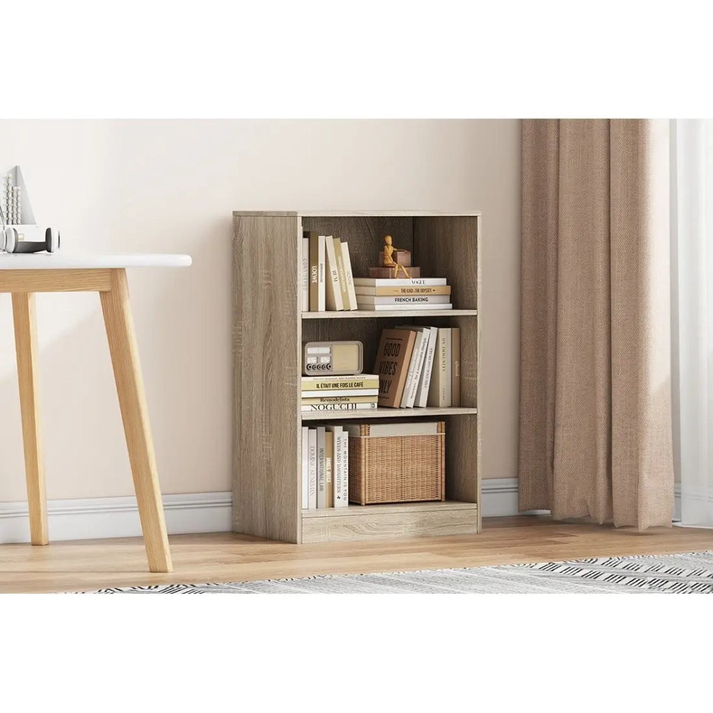 Piccola libreria design con 2 ripiani, colore rovere chiaro della collezione TOLLY.