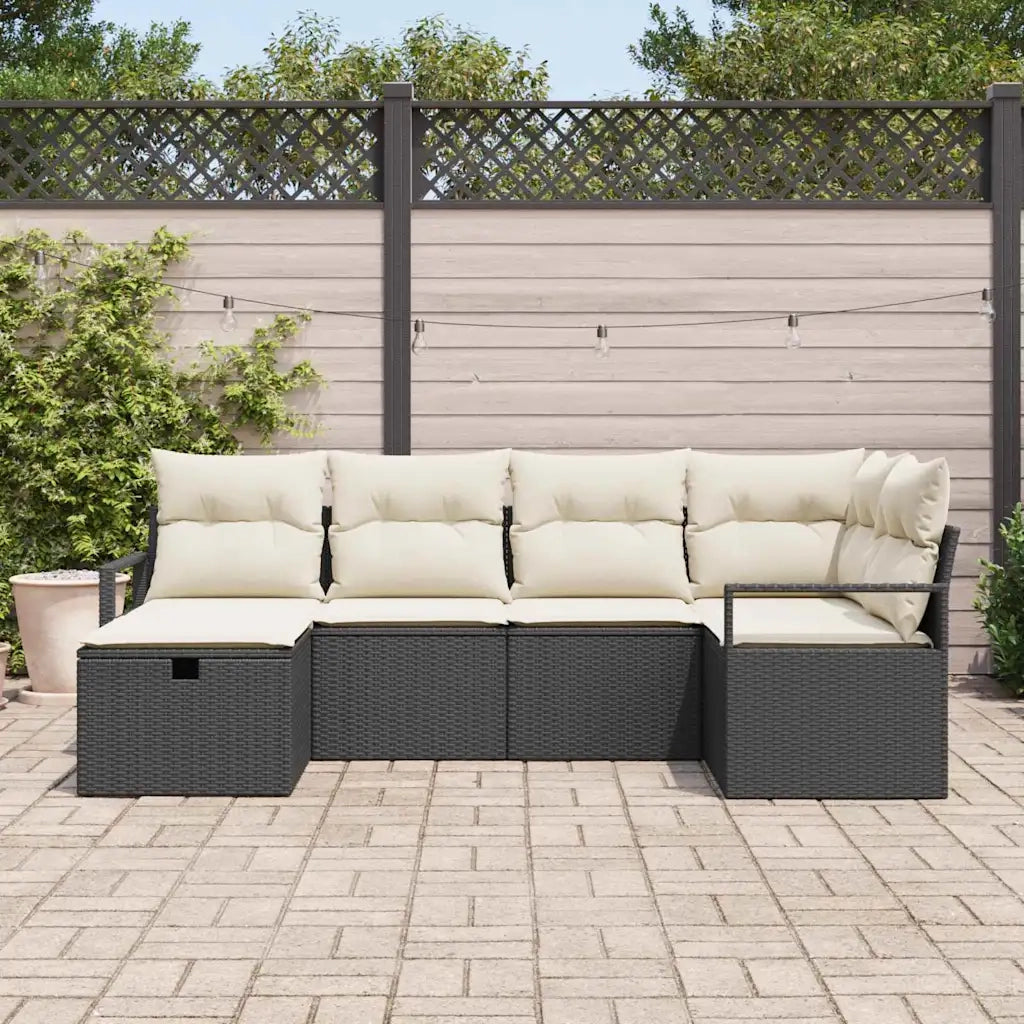 Set di divani con cuscino Nero e Crema polyrattan 3359176