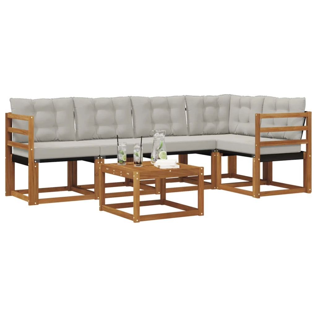 Set di divani da esterno 6 pcs Grigio Naturale e Chiaro 3368678