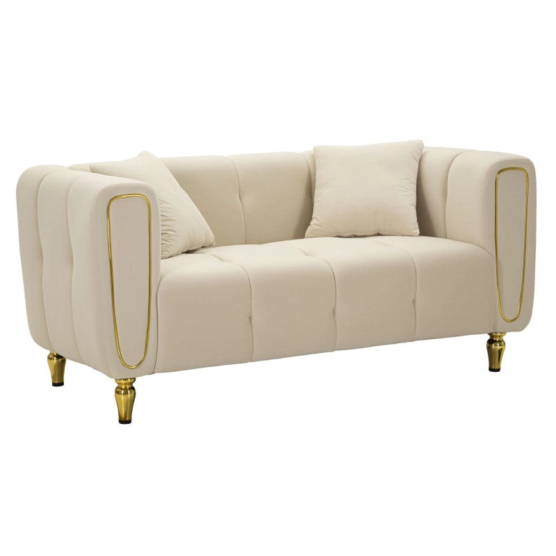 Divano Alma Crema Con Cuscini cm 155x81x71